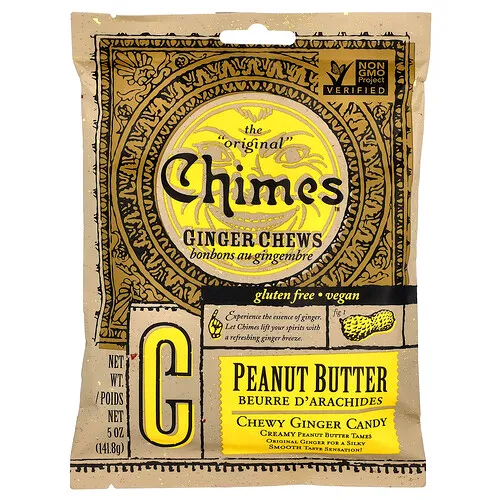 Chimes, Bocadillos masticables de jengibre, Mantequilla de maní, 141,8 g (5 oz)