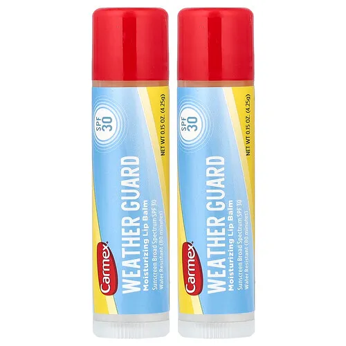 Carmex, Weather Guard, Bálsamo labial humectante, FPS 30, Paquete de 2 piezas, 4,25 g (0,15 oz) cada una