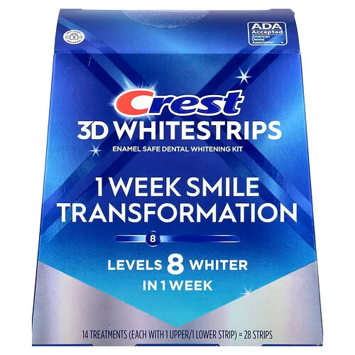 Crest, 3D Whitestrips™, Kit de blanqueamiento dental seguro para el esmalte, 28 tiras