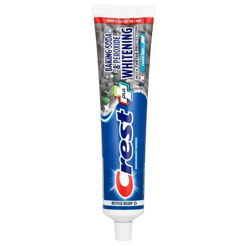 Crest, Plus, Pasta dental con fluoruro, Blanqueador con bicarbonato de sodio y peróxido, Menta fresca, 232 g (8,2 oz)