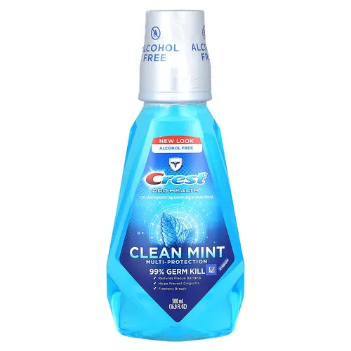 Crest, Pro Health, Enjuague bucal de protección múltiple, Sin alcohol, Menta limpia, 500 ml (16,9 oz. Líq.)