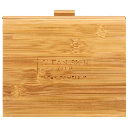 Clean Skin Club, Luxe Bamboo Box, Toallas limpias XL, Recipiente con tapa, 50 unidades