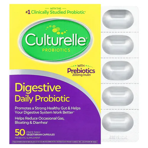 Culturelle, Probióticos, Suplemento probiótico diario para favorecer el sistema digestivo, 50 cápsulas vegetales de una ingesta diaria