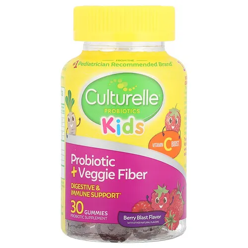 Culturelle, Niños, Gomitas con probióticos y fibra vegetal, Explosión de bayas, 30 gomitas
