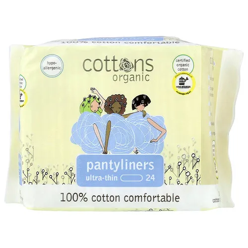 Cottons, 100% algodón, Cómodo, Protectores diarios, Ultrafino, 24 protectores