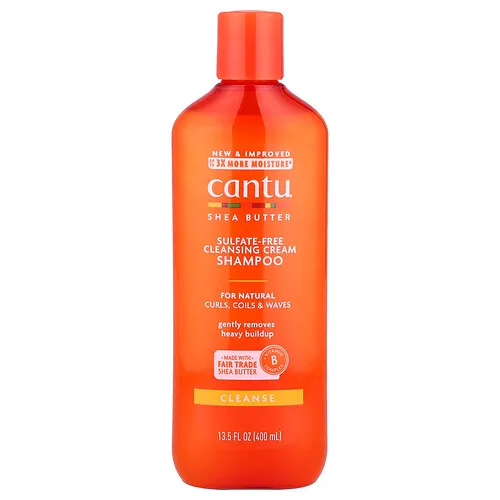 Cantu, Manteca de karité, Champú en crema de limpieza sin sulfatos, Para rizos, bucles y ondas naturales, 400 ml (13,5 oz. líq.)