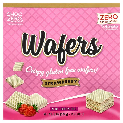 ChocZero, Galletas prémiums, Obleas, Fresa, 16 galletas, 224 g (8 oz)