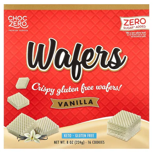 ChocZero, Galletas prémiums, Obleas, Vainilla, 16 galletas, 224 g (8 oz)
