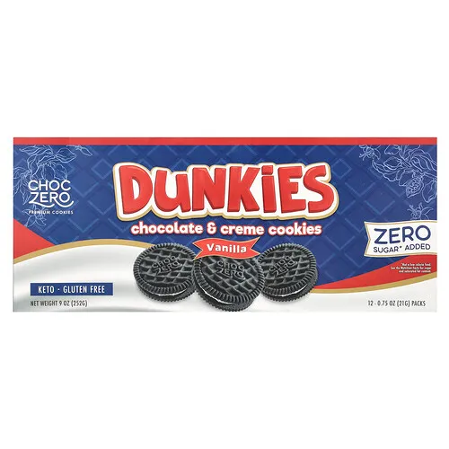 ChocZero, Dunkies, Galletas de chocolate y crema, Vainilla, 255 g (9 oz)