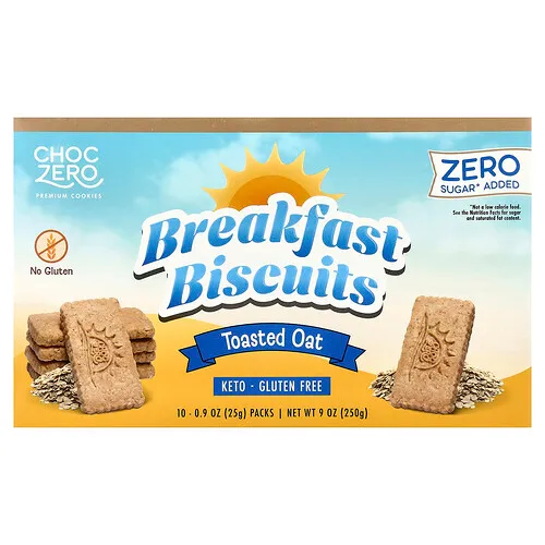 ChocZero, Galletas prémiums, Galletas para el desayuno, Avena tostada, 10 paquetes (25 g (0,9 oz) cada uno