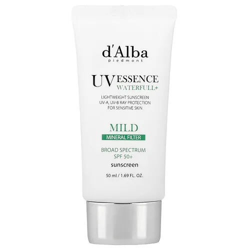 d'Alba, Protector solar UV Essence Waterfull+, Suave, FPS +50, 50 ml (1,69 oz. líq.)