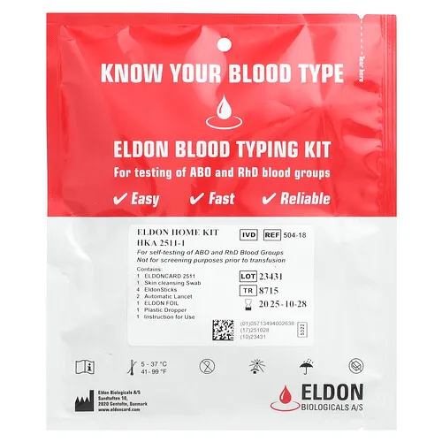 D'adamo, Kit de tipaje sanguíneo de Eldon, 1 kit