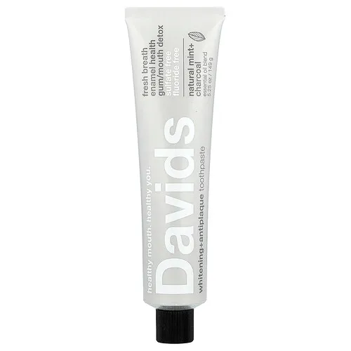 Davids, Pasta dental blanqueadora y antiplaca, Menta natural y carbón vegetal, 149 g (5,25 oz)