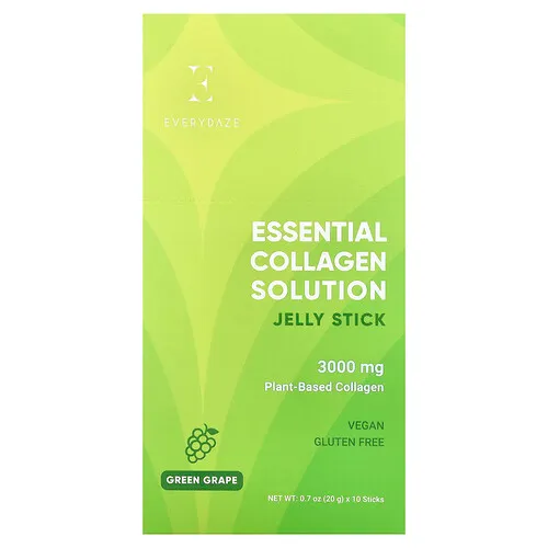 Everydaze, Jalea en barra con solución esencial de colágeno, Uva verde, 10 barritas, 20 g (0,7 oz) cada una