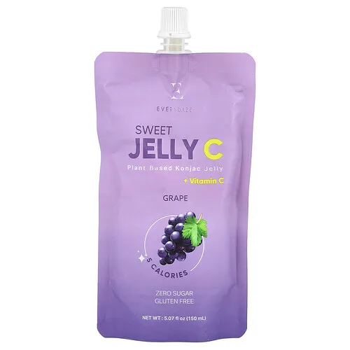 Everydaze, Sweet Jelly C, Jalea konjac a base de plantas, Uva, 150 ml (5,07 oz. líq.)