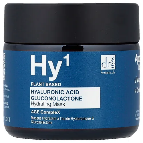 Dr. Botanicals, Ácido hialurónico, Mascarilla de belleza hidratante con gluconolactona, 60 ml (2 oz. líq.)