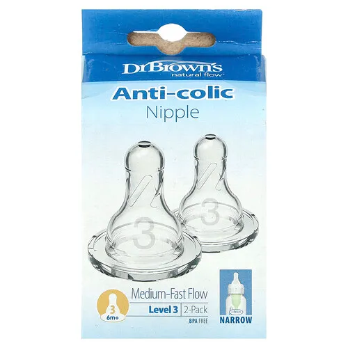 Dr. Brown's, Pezones anticólicos, Bebés de 6 meses en adelante, Flujo medio-rápido, Paquete de 2