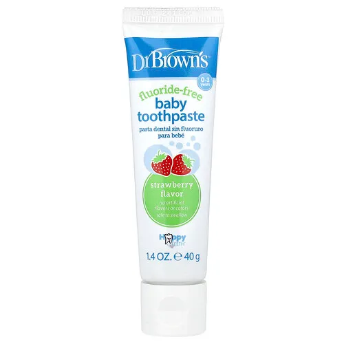 Dr. Brown's, Pasta dental para bebés, Sin fluoruro, De 0 a 3 años, Fresa, 40 g (1,4 oz)