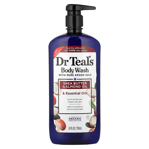 Dr. Teal's, Jabón líquido para el cuerpo con sales de Epsom puras, manteca de karité, aceite de almendra y aceites esenciales, 710 ml (24 oz. líq.)