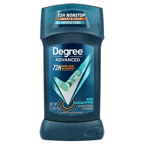 Degree, Avanzado, 72H Body Heat Activated™, Desodorante antitranspirante, Eucalipto helado, 76 g (2,7 oz)