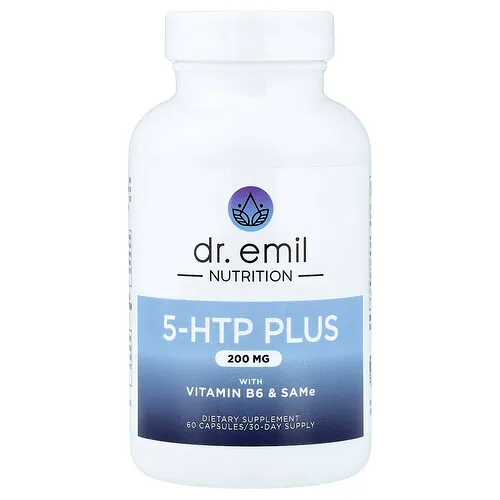 Dr. Emil Nutrition, 5-HTP Plus con vitamina B6 y SAMe, 60 cápsulas