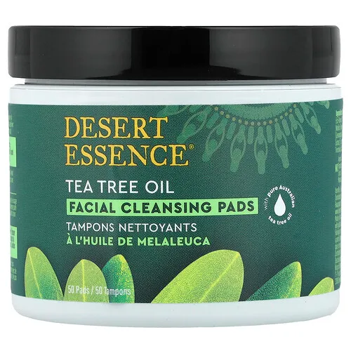 Desert Essence, Almohadillas de limpieza facial diaria, 50 almohadillas