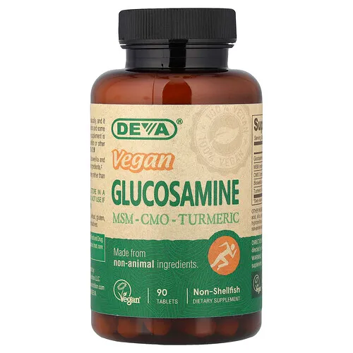 Deva, Glucosamina y MSM veganos, CMO, Cúrcuma, 90 comprimidos
