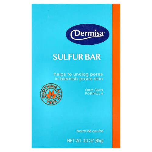 Dermisa, Barra de jabón de azufre, Para piel grasa, 85 g (3 oz)