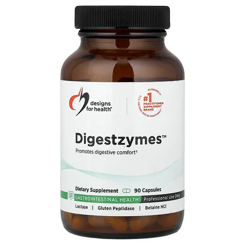 Designs For Health, Digestzymes™, Suplemento con enzimas pancreáticas y clorhidrato de betaína, 90 cápsulas