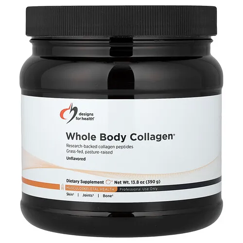 Designs For Health, Whole Body Collagen, Suplemento de colágeno, Sin sabor, 390 g (13.8 oz)