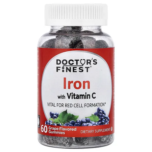 Doctor's Finest, Hierro con vitamina C, Uva, 60 gomitas