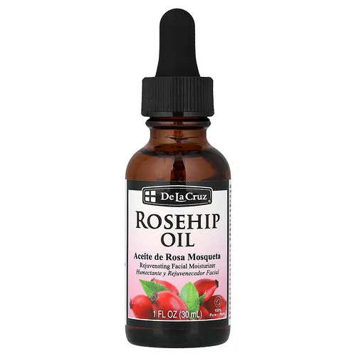 De La Cruz, Aceite de rosa mosqueta 100 % puro, Humectante facial rejuvenecedor, 30 ml (1 oz. líq.)