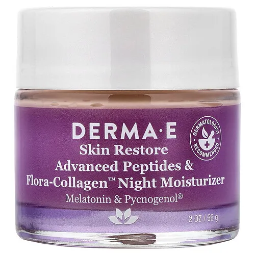 DERMA E, Humectante de noche con péptidos avanzados y flora y colágeno, 56 g (2 oz)