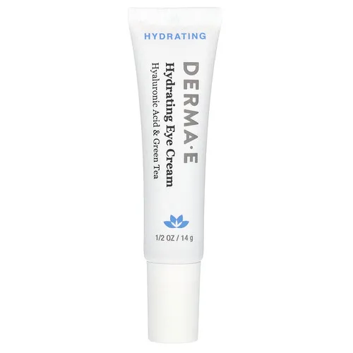 DERMA E, Crema hidratante para el contorno de los ojos con ácido hialurónico y té verde, 14 g (1/2 oz)