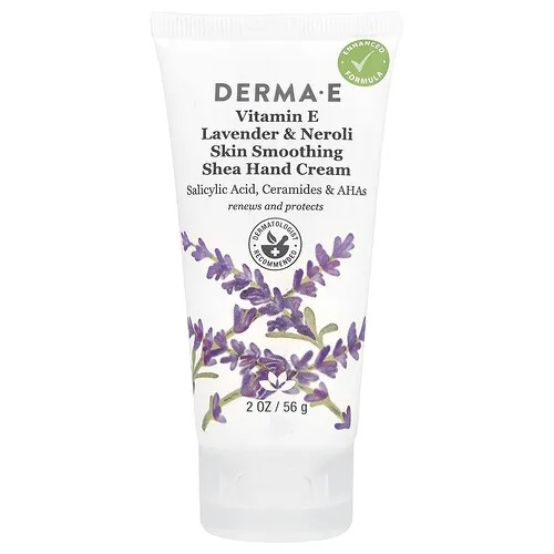 DERMA E, Crema de manos de karité para suavizar la piel, vitamina E, lavanda y neroli, 56 g (2 oz)