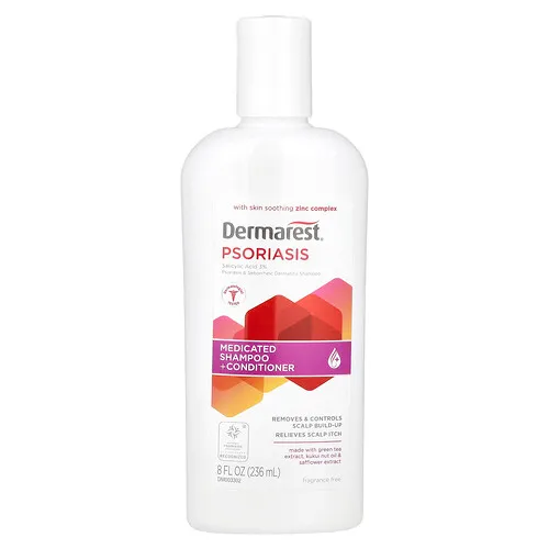 Dermarest, Psoriasis, Champú y acondicionador medicinal de máxima concentración, Sin fragancia, 236 ml (8 oz. líq.)
