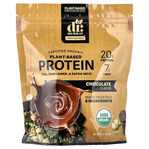 Dr. Murray's, Proteína de origen vegetal orgánica, Chocolate, 453,59 g (16 oz)