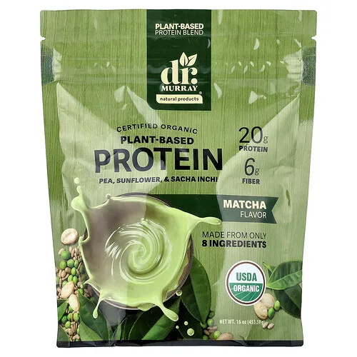 Dr. Murray's, Proteína de origen vegetal orgánica, Matcha, 453,59 g (16 oz)