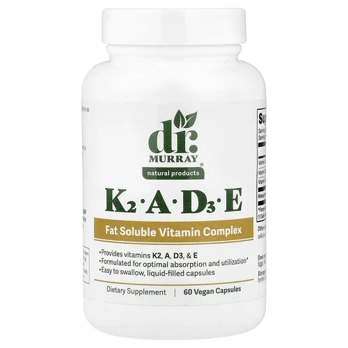 Dr. Murray's, vitaminas de vitaminas A, A, D3 y E, 60 cápsulas veganas