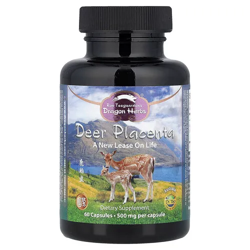 Dragon Herbs, Placenta de venado, 500 mg, 60 cápsulas