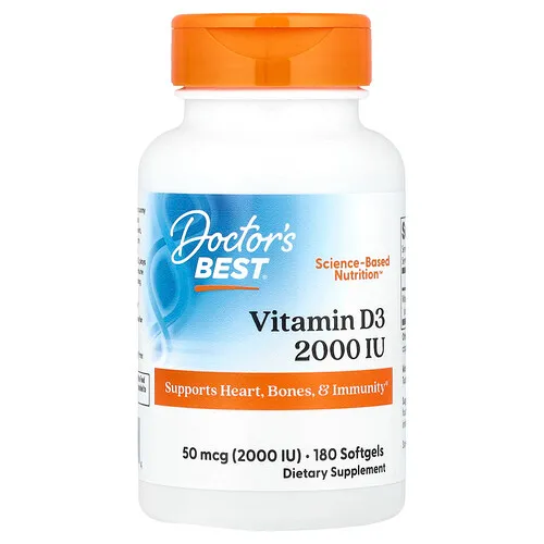 Doctor's Best, Vitamina D3, 50 mcg (2000 UI), 180 cápsulas blandas