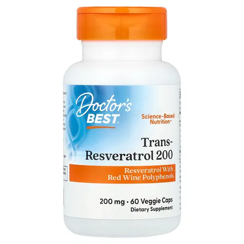 Doctor's Best, Trans-resveratrol 200 con Resvinol, 200 mg, 60 cápsulas vegetales