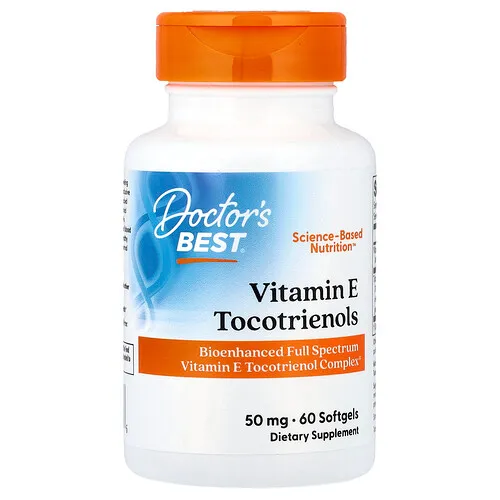 Doctor's Best, Vitamina E y tocotrienoles, 60 cápsulas blandas