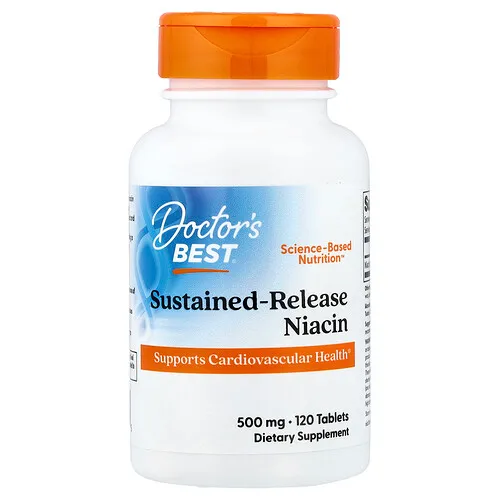 Doctor's Best, Niacina de liberación prolongada, 500 mg, 120 comprimidos