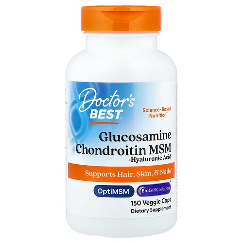 Doctor's Best, Glucosamina, condroitina y MSM más ácido hialurónico, 150 cápsulas vegetales
