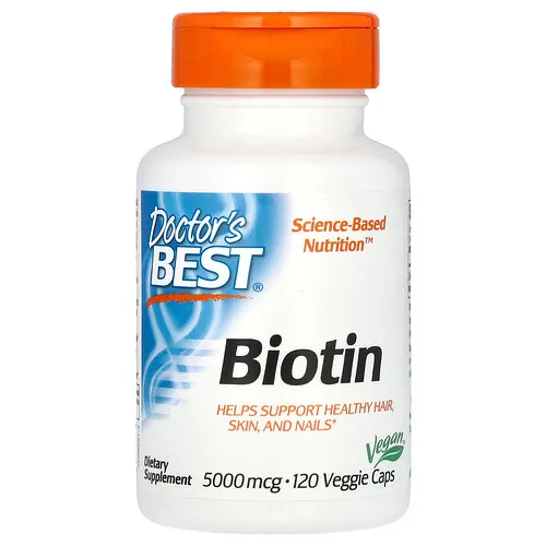 Doctor's Best, Biotina, 5000 mcg, 120 cápsulas vegetales
