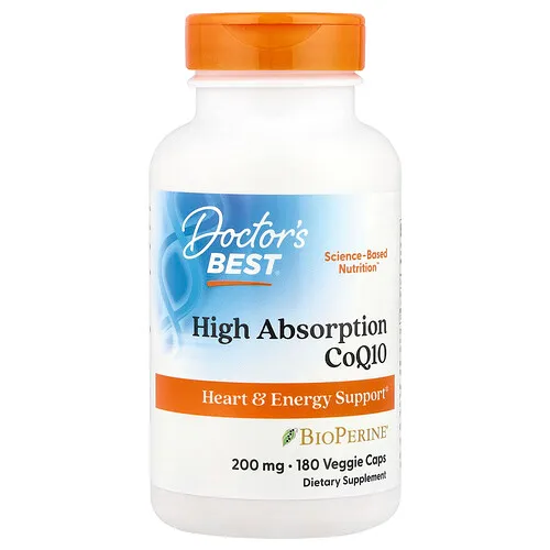 Doctor's Best, CoQ10 de alta absorción con BioPerine, 200 mg, 180 cápsulas vegetales