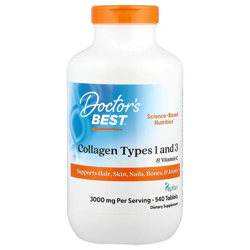 Doctor's Best, Colágeno de tipo 1 y 3 con vitamina C, 540 comprimidos