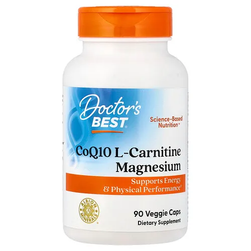 Doctor's Best, CoQ10, L-carnitina y magnesio, 90 cápsulas vegetales