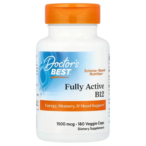Doctor's Best, B12 de acción integral, 1500 mcg, 180 cápsulas vegetarianas